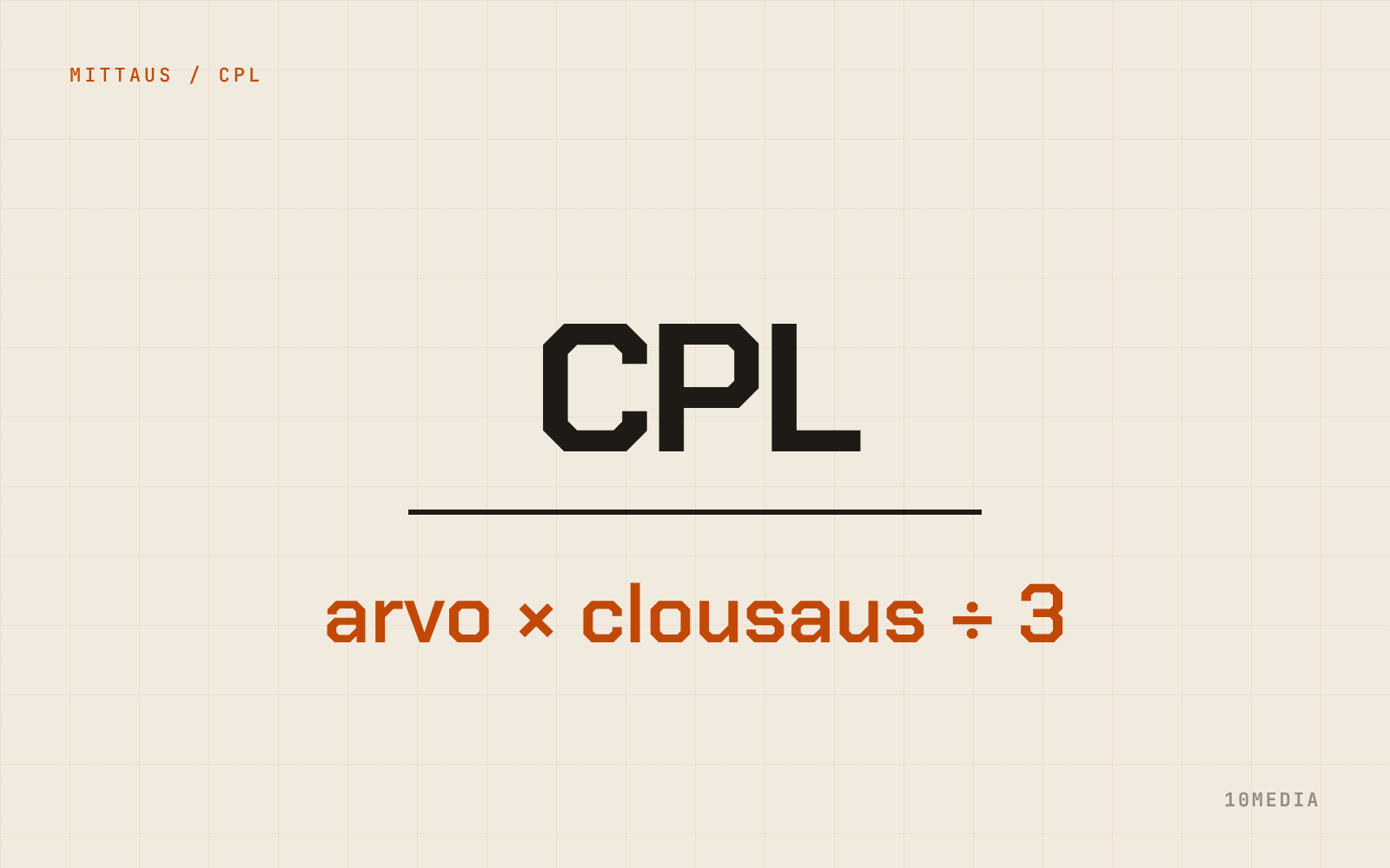 CPL-kaava: asiakkaan arvo × clousaus ÷ 3